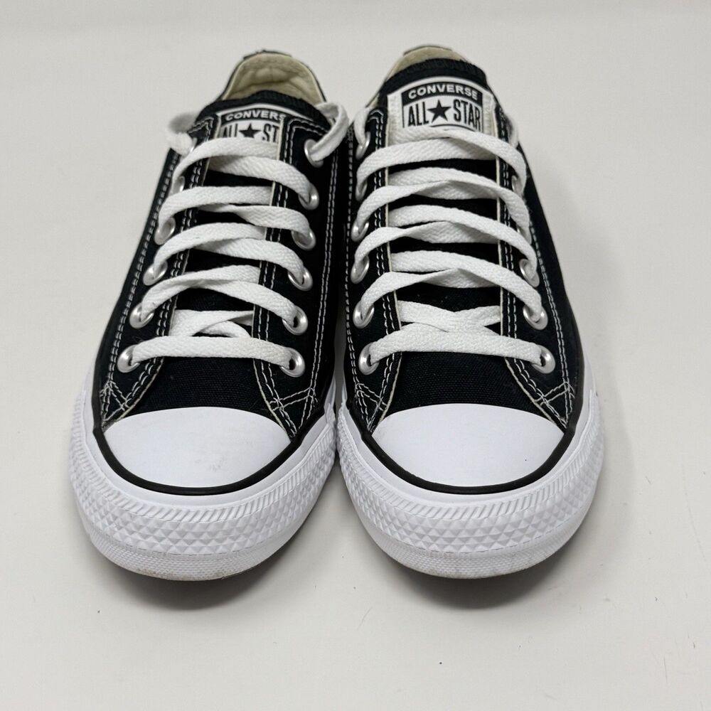 Converse All Star Sneakers Womens 7 Black Canvas Low Top Preppy Grunge Shoes - Picture 5 of 16